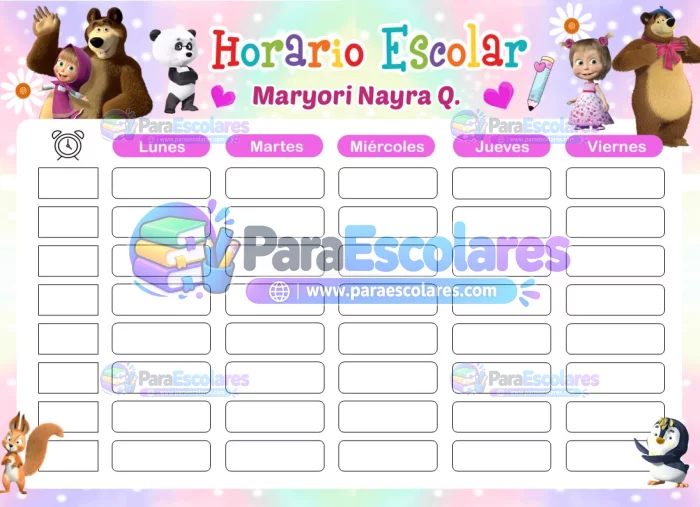 Masha y el Oso Horario Escolar